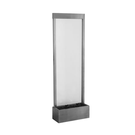 XBrand 72  Mirror Water Fountain  Free Standing Waterfall  Steel/Glass with Pump  LED Lights and Rocks for Home Office Décor