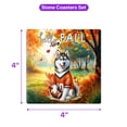 thumbnail image 5 of Hello Fall Siberian Husky Football Welcome Autumn with Leaves Pumpkins Set of 4 Stone Coasters Husky Dog Lover Gifts 4x4in Absorbent Soapstone Coaster - 00012, 5 of 5