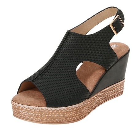 

Follure Girl women s casual shoes Women Platform Sandals Hollow Summer Fish Mouth Is Suitable For Party Shoes Black 37