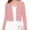 Pink, variant on Women's Long Sleeve Pink Cropped Cardigans Sweaters Open Front Knit Short Shrugs for Dresses, Size S