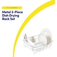 thumbnail image 4 of Dish Drying Rack & Cutlery Holder 2 Piece Set - Compact Sink-Fitting Dish Drainer with Rubberized Undercoating, Space-Saving Kitchen Organizer for Plates, Cups, Bowls & Utensils in Sink, White, 4 of 5