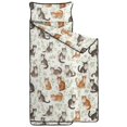 thumbnail image 2 of Multicolor Cat and Flower White Pattern Teens Toddler Nap Mat with Pillow, Sleeping Mat Bag for Preschool Daycare 59"x22", 2 of 6