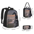 thumbnail image 2 of Pofeuu Black Dragon Cliff Dawn Print Backpack Travel Backpacks With Lunch Bag Pencil Bag Set 3 pcs Set Cartoon Backpack, 2 of 7