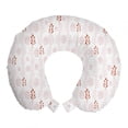 thumbnail image 1 of Pastel Travel Pillow Neck Rest, Soft Colored Pattern of Modern Design Hatches and Botanical Leaves Art, Memory Foam Traveling Accessory Airplane and Car, 12", Blush Rust and White, by Ambesonne, 1 of 2