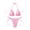 Pink, variant on Delconic Women’s Triangle Bikini Set with Adjustable Halter Top and Tie Side Bottoms Striped Print Two Piece Swimsuit for Beach Pool