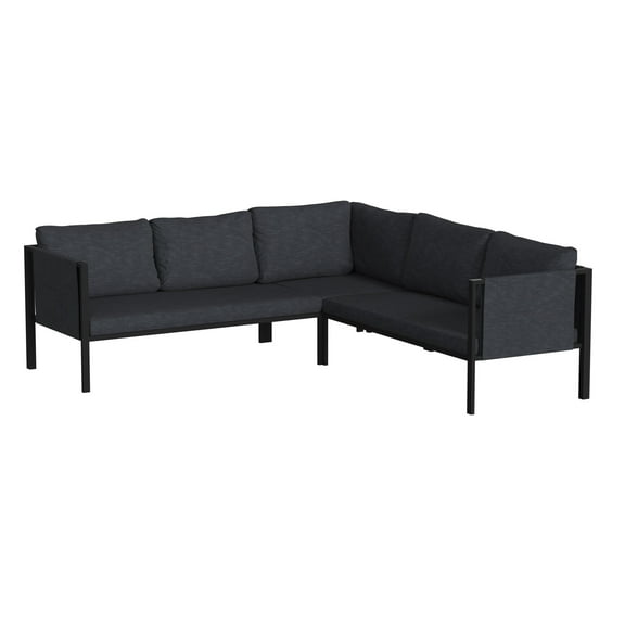Flash Furniture Lea Series Steel Patio Lounge Sectional - Charcoal