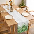 thumbnail image 2 of Spring Plants Table Runner Watercolor Leaves Green Abstract Heart White Wood Grain Table Runners Dresser Scarves Holiday Kitchen Dining Table Decoration for Home Party Indoor 13x90 Inch, 2 of 9