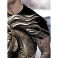 thumbnail image 2 of Men's Casual Short Sleeve T-Shirt, 3D Majestic Horse Print, Round Neck, Street Fashion T-Shirt, Breathable, Summer Top, 2 of 5