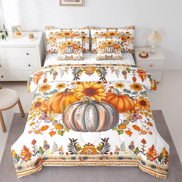 YST Ensemble de Lit 7 Pcs Automne Récolte, Taille Simple