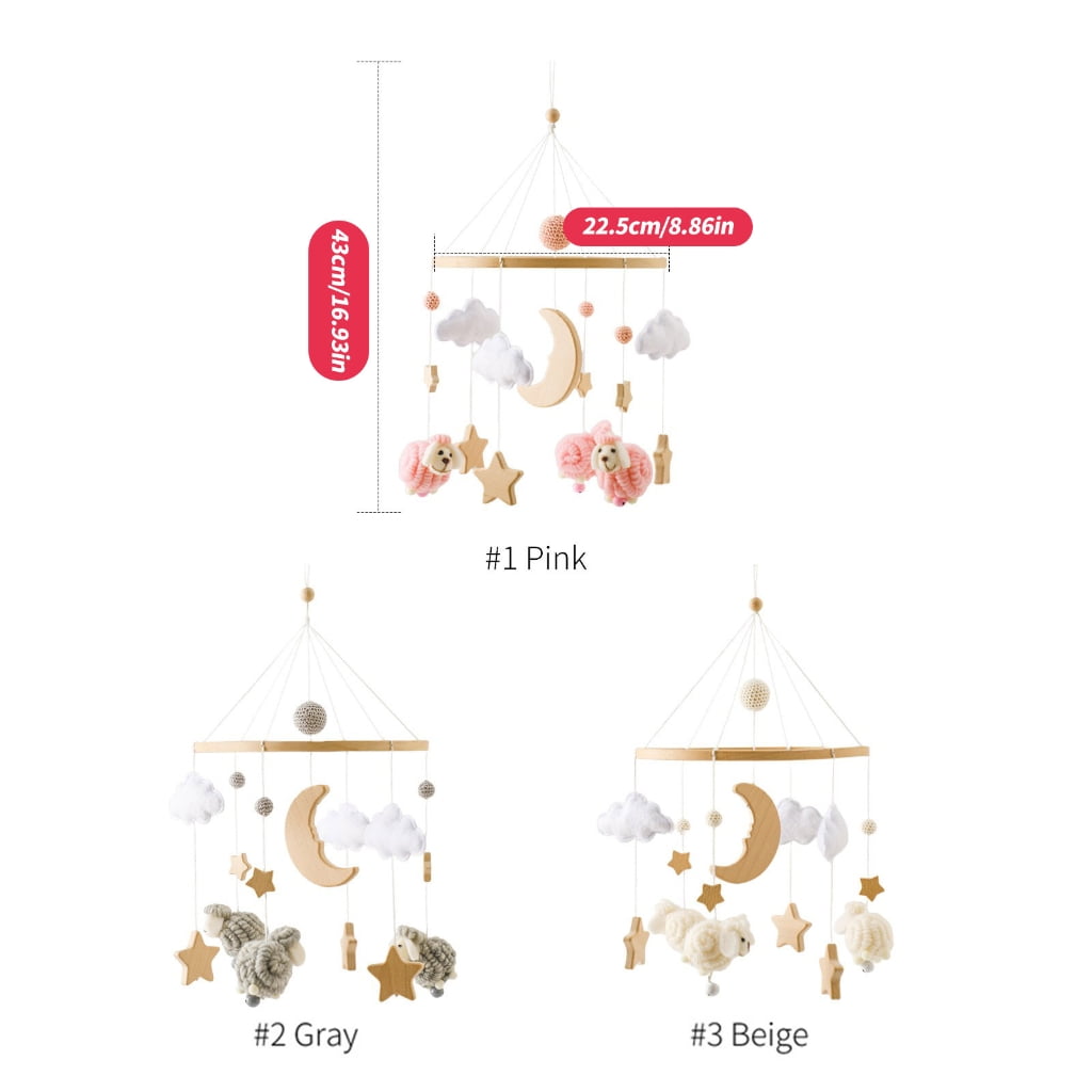 Zeiwohndc Wooden Star Moon Nursery Mobile Stable Hanging System Baby Shower Gift