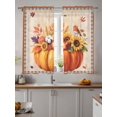 thumbnail image 4 of Sheer Curtains 63 inches Long, Thanksgiving Fall Pastoral Pumpkin Sunflower Farmhouse Light Filtering Sheer Window Curtains Rod Pocket Voile Drapes for Bedroom Living Room, 52"W x 63"L 2 Panels, 4 of 7