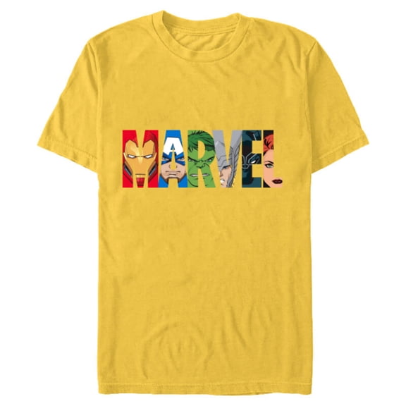 Marvel Logo Avengers Super Heroes - Short Sleeve Blended T-Shirt for Adults - Customized-Yellow