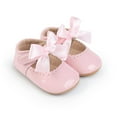 thumbnail image 4 of AJTQTH Princess Shoes for Baby Girls Stylish Faux Leather Satin Bows Dress Shoes Fleece Lined Hollow Out Ruffles Shoes Toddler Soft Soled Flat Shoes Pink 13, 4 of 9
