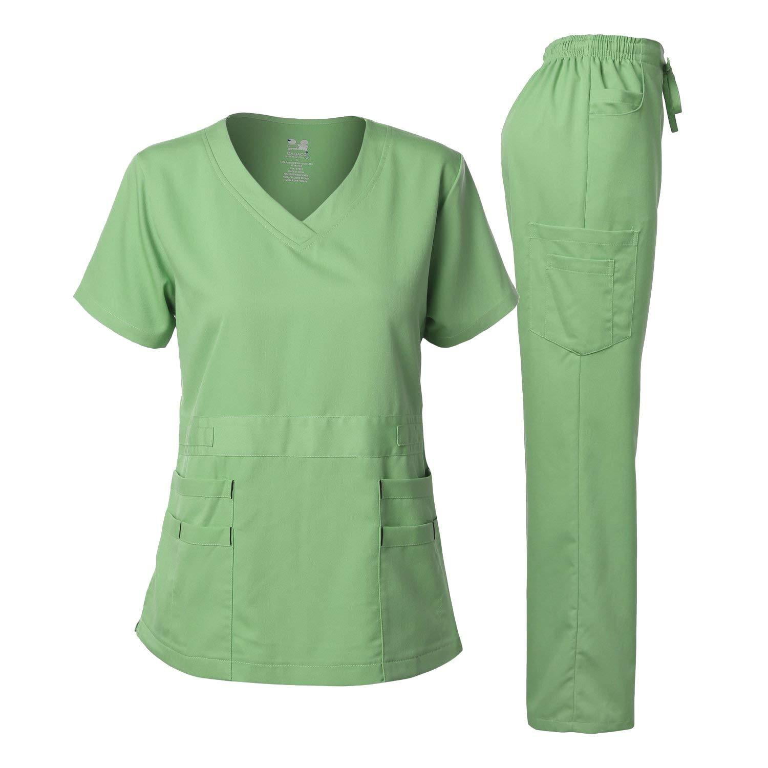 Dagacci Medical Uniform Women's Scrubs Set Stretch Ultra Soft Top and Pants