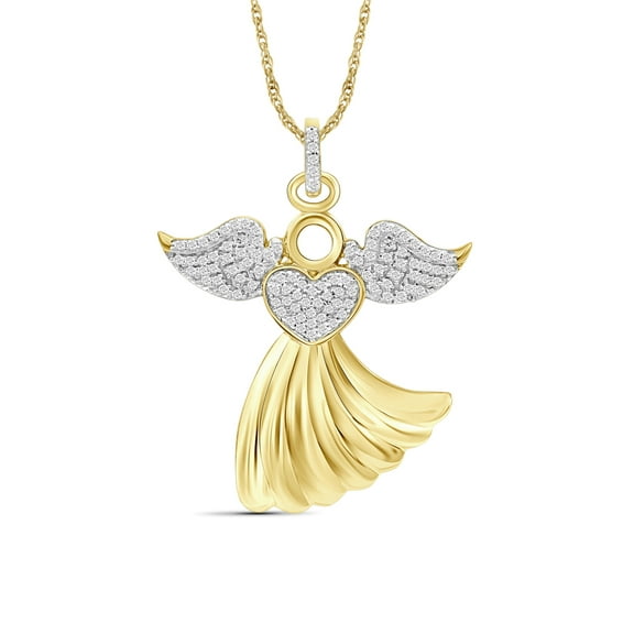JewelersClub 1/4 Carat T.W. White Diamond 14K Gold Over Silver Angel Pendant