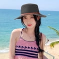 thumbnail image 5 of 56-58 cm circunferencia del sombrero sombrero de paja superior plano sombrilla de verano para mujer sombrero con hebilla de cinturón sombrero para sol de playa, 5 of 5