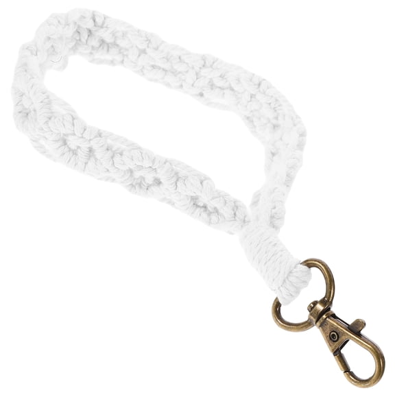 ELAYARD Woven White Wristlet Keychain Strap with Lobster Clasp for Keys and Bags