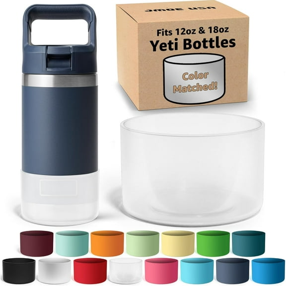 Jmoe USA Silicone Boot for Yeti Rambler Jr 12oz and 18oz Bottle | 2mm Sleeve | Anti-Slip Boot | Protector for the Bottom of your Bottle | Protects Against Damage | BPA Free Silicone (Frosted)