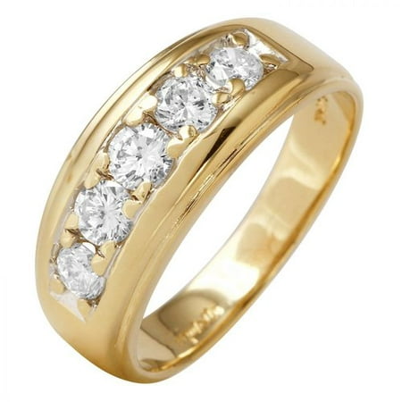 Mens 1 Carat Diamond 14K Yellow Gold Ring