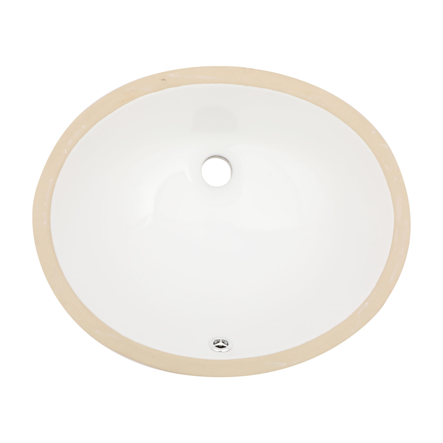 White Ceramic 18"x15" Oval Undermount Bathroom Sink With Overflow - Modern, Elegant, To Stains And Dirt Accumulation Discoloration