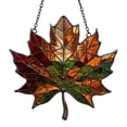 thumbnail image 3 of Clearance Under $2, 3 Pcs Maple Leaf Hanging Ornament, Stained-Glass Style Acrylic Suncatcher, Autumn Fall Window Wall Decor for Thanksgiving Home Decoration, 10*10*3cm(B*3), 3 of 5