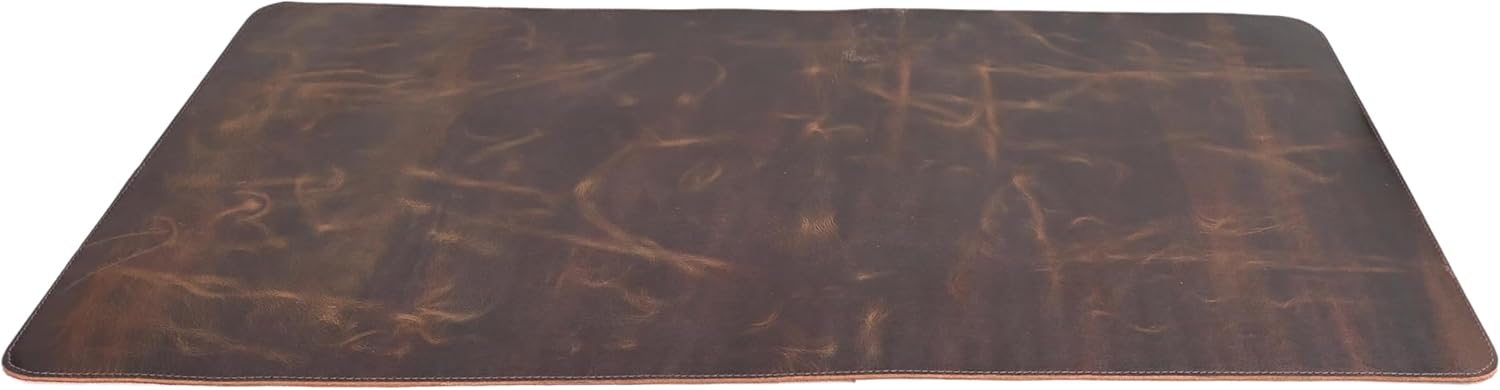 RusticVintage (32 X16 inch) Geniune Leather Deskmat with 1 Tray & 1 Coaster, Big Size, Waterproof Non Slip Desk Blotter Protector Large Mat for Keyboard Deskpad for Computer Laptop Office Accessories