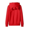 thumbnail image 6 of Riecok Hooded Sweatshirt Kids Zip up Long Sleeve Round Neck Solid Color Cute Ear Hoodies with Pocket Clothes for Girls and Boys Red 140, 6 of 7