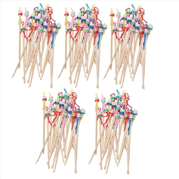 Bamboo Japanese Doll Ear Wax Pick Spoons Earwax Remover 100pcs,100 x Bamboo Earpick,Random