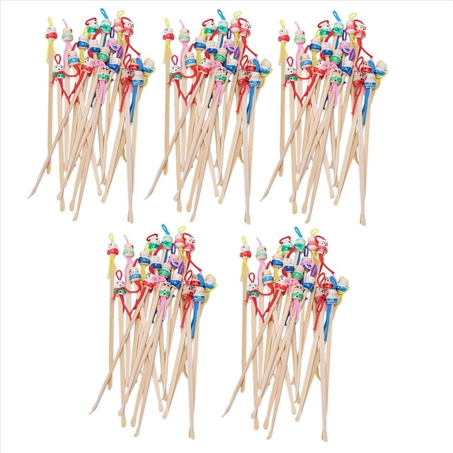 Bamboo Japanese Doll Ear Wax Pick Spoons Earwax Remover 100pcs,100 x Bamboo Earpick,Random