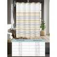 thumbnail image 6 of No Hook Cloth Fabric Shower Curtain with Snap in Liner, Khaki Stripes Waterproof Shower Curtains Set with See Through Top Window, Modern Minimalist Horizontal Ombre Lines Bath Curtains Shower 36"x72", 6 of 6