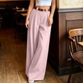 thumbnail image 4 of Aimik Women's High Waist Pleated Wide Leg Dress Pants Solid Color Straight Leg Trousers with Belt Work Business Long Pant, 4 of 6