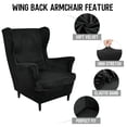 thumbnail image 3 of SHANNA Stretch Wingback Chair Covers, Velvet Wing Chair Slipcover Soft Furniture Covers For Living Room Bedroom Hotel (Black), 3 of 11