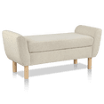 thumbnail image 1 of Bouclair Oatmeal Fabric and Wood Bench, 1 of 7