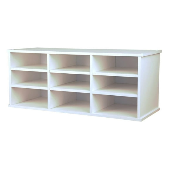 9-Compartment Organizer - White Storage Cubes - Stackable Bookcase Shelves for School, Bedroom, Closet - 12"D x 30.5"W x 12.75"H