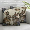 thumbnail image 3 of Rabbit Linen Throw Pillow Case Watercolor Easter Bunny with Floral Wreath Pillow Cushion Covers Home Sofa Decorative, 3 of 5