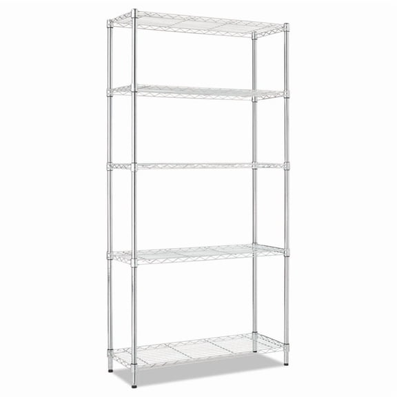 Alera Residential Wire Shelving, Five-Shelf, 36w x 14d x 72h, Silver -ALESW853614SR
