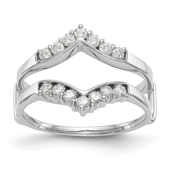 14K White Gold Ring Band Wedding Diamond Round Guard