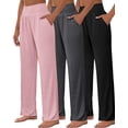 thumbnail image 4 of 3 piezas de pantalones de yoga de pierna ancha para mujer, cómodos pantalones sueltos de cintura alta, pantalones deportivos casuales, pantalones deportivos de entrenamiento, 4 of 5