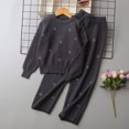thumbnail image 4 of Cethrio Girls Outfit Sets Size 7-8 T, Casual Knitted Long Sleeve 2 Piece Girls' Clothing Sets Dark Gray, 4 of 5