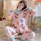 thumbnail image 2 of Conjunto de pijama de algodón con solapa para mujer, traje de pijama holgado informal con estampado de dibujos animados, ropa de casa para otoño e invierno, 2021, 2 of 4