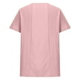 thumbnail image 4 of Huowey Children Tops Solid Color Short Sleeve Classic Round Neck Button Detail Casual For Kids Shirt, Pink, 12-13 Years, 4 of 4