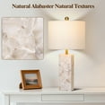 thumbnail image 4 of 26.5in Alabaster Lamp, Marble Lamp Nightstand Lamp Bedside Desk Lamp with White Linen Lampshade for Bedroom Living Room Office, 4 of 8