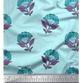 thumbnail image 1 of Soimoi Polyester Crepe Fabric Leaves & Floral Block Decor Fabric Printed Yard 42 Inch Wide, 1 of 3