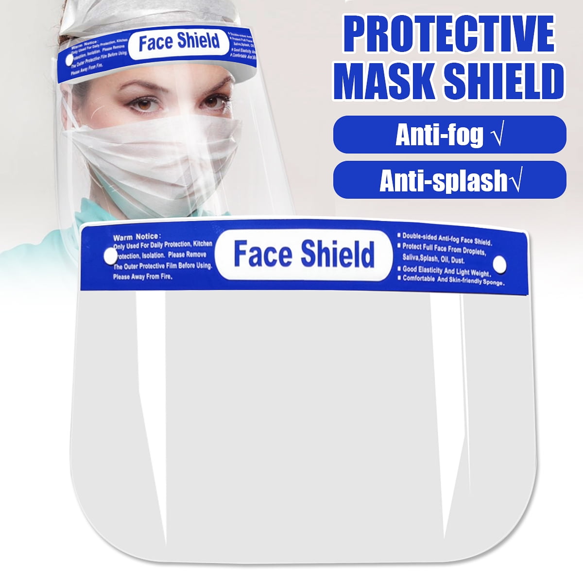 10Pcs Full Face Shield Protector Anti Splash Saliva Fog Clear Goggles Visor Cap 