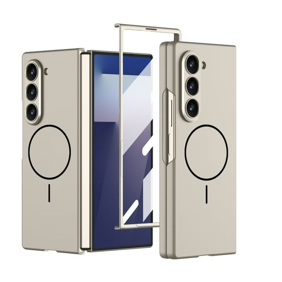 ELEHOLD Rugged Magnetic Case for Samsung Galaxy Z Fold 7 With Screen Protector,Wireless Charging Shockproof Slim Rugged Protective Case Cover,Titaniumgray