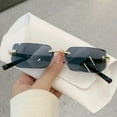 thumbnail image 4 of Rimless Rectangle Sunglasses Fashion Men Women Shades Small Square Sun Glasses For Female Trendy Summer Outdoor Accessory Black, 4 of 6
