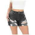 thumbnail image 2 of Xixinqiwan No Boundaries Women's Casual Stretchy Denim Shorts High Waisted Butt Lift Ripped Raw Hem Jeans Shorts Plus Size, 2 of 7