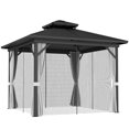 thumbnail image 1 of Outsunny Pavillon à Toit Rigide 10 Pieds x 10 Pieds Pavillon Extérieur en Aluminium, Gris Pâle, 1 of 10