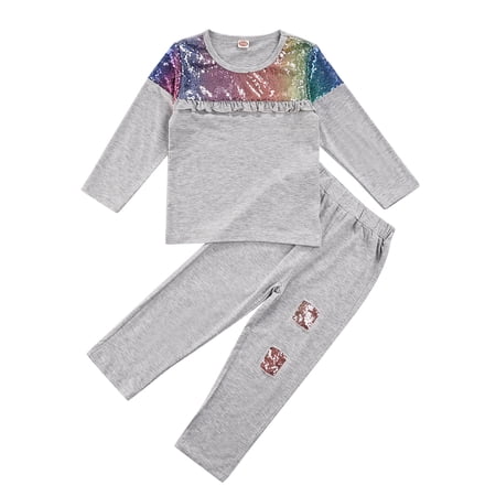 

Ma&Baby Baby Toddler Girl Kids Sequin Long Sleeve T-Shirt Pants Fall Outfit Clothing Set