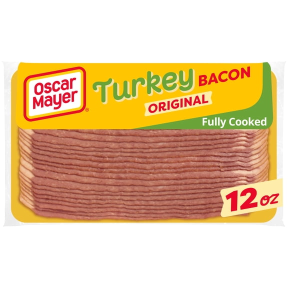 Oscar Mayer Gluten Free Fully Cooked Turkey Bacon with 55% Less Fat & 44% Less Sodium, 12 oz Pack, About 18 slices